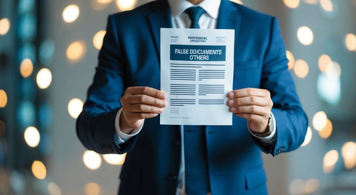 A person presenting false documents to deceive others